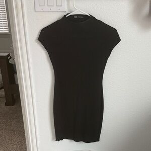 Zara Sleek Black Cap Sleeve Dress